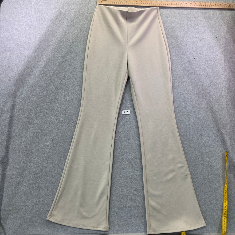 H&M Beige High‎ Waisted Flare Leg Crepe Pull On Pants Womens Small O/N 227868